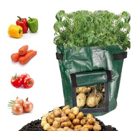 3 Pack 10 Gallon Potato Grow Bags, Aeration Fabric Pots Heavy Duty Thickened Plant Grow Bags Garden Vegetables Planting Bags with Access Flap and Handles for Potato Tomato Fruits Flower