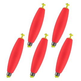 Dr.Fish 5 Pack Cigar Fishing Bobbers Weighted Bobbers Snap-On Spring Floats EVA Foam Fly Freshwater Boat Fishing for Bass Trout Panfish Bluegill 2.2" Red