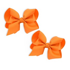 2 Pcs Orange Hair Bow Clips,Hair Bows for Women,Cute Orange Bow With Clips For Girls,Hair Accessories for Kindergarten,Unisex Children Christmas Valentines Day Easter Decorative Hairbows