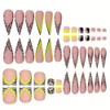 48Pcs Leopard French Tips Press on Nails Long Almond Fake