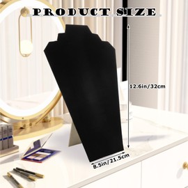 LDXDRU 12Pcs Black Velvet Necklace Display, 12.5" Jewelry Display Stand, Necklace Display Stand, Jewelry Display for Selling, Foldable Necklace Bust Easel Organizer for Selling and Shows