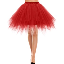 Bbonlinedress Minifalda de tul para mujer, estilo clásico de los años 50, falda de ballet tutú para fiesta de cosplay, 01Rojo, L