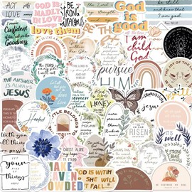 Bible Verse Stickers Inspired Christian Stickers  Jesus Faith Blossoms Stickers 50pcs for Water Bottles, Christian Stickers, Suitable for Water Cups, laptops, Backpacks