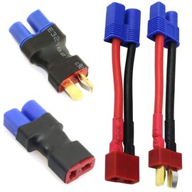 JIECHUN 4pcs RC LiPo Battery Connector Adapter Compatible with EC3 to T Male Female Connectors ESC Charger(2 Pairs)