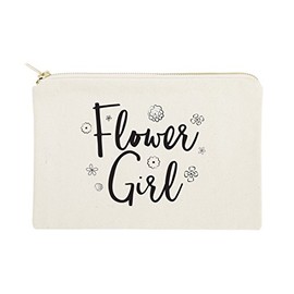 The Cotton & Canvas Co. Flower Girl Wedding Cosmetic Bag, Bridal Party Gift and Travel Make Up Pouch