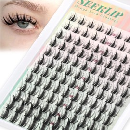Lash Clusters Manga Eyelash Clusters Fairy C Curl Natural Spiky Cluster Eyelash Extensions 120PCS Clear Band Seeklip Anime Wispy Lashes Cluster (Breath C-8-16-MIX)