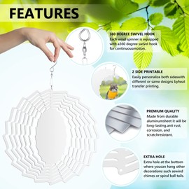 4 Pack 10 inch Sublimation Wind Spinner Blanks, 3D Aluminum Double Sided Sublimation Wind Powered Kinetic Sculpture DIY Crafts Ornaments for Indoor Outdoor Garden Yard Window Porch Decoration