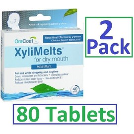 ORACOAT Xylimelts Dry Mouth Discs MILD MINT 40ct ( 2 pack ) 80 tabs! Always FRESH!