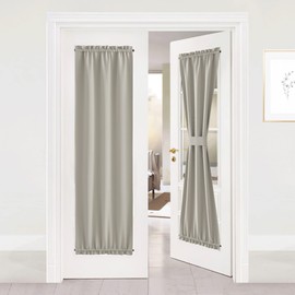 NICETOWN Door Curtains - Privacy Blackout French Door Curtains, 25 x 72 Inch Thermal Insulated Storm Drapes for Glass Window, Thermal Insulated Shade for Bedroom, 1 Panel, Natural