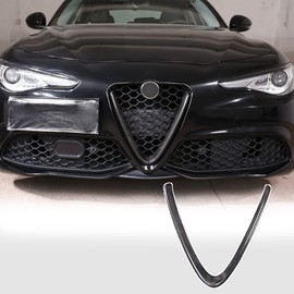 LLKUANG Real Carbon Fiber Front Grille Decoration Frame Trim Fit for Alfa Romeo Giulia Stelvio 2017-2020 Auto Accessories(NOT FIT Quadrifoglio!!!) (Balck, Giulia)