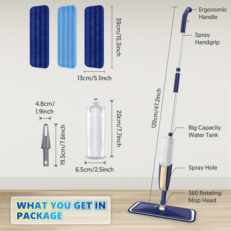 Microfiber Spray Mops for Hardwood Floor Cleaning - MEXERRIS Wet