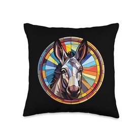 Donkey Stained Glass Leadlight Artistic Design Throw Pillow