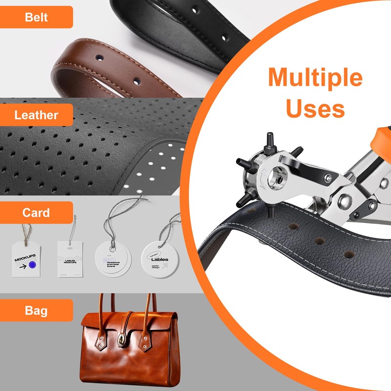 Heavy Duty Revolving Punch Plier Kit, Diyife Leather Hole Punch
