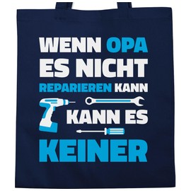 Shirtracer - Cotton Bag - Gifts - Wenn Opa es nicht reparieren kann, 2 Navy Blue