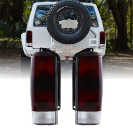 USR DEPO 97-01 Cherokee Dark Cherry Red Smoke Rear Tail Lights (Left + Right) Compatible with 1997-2001 Jeep Cherokee XJ Chassis (Dark Cherry Red Lens, Plug and Play, 2 PC Set)