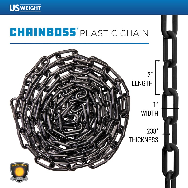 US Weight Chainboss Black Plastic Safety Chain with Sun Shield