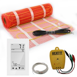 25 sqft HEATIT Warmmat Electric Radiant Self-adhesive Floor Heat Heating System & ET-72 Thermostat & Alarm Monitor