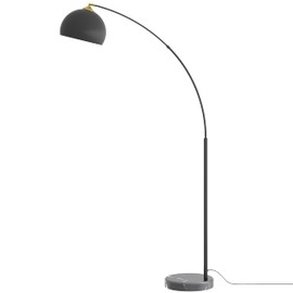 GETINLIGHT 66" Modern Black Metal Arc Floor Lamp with Inner Gold Metal Shade and Black Marble Base, LED Bulb Included, IN-0806-1-BK