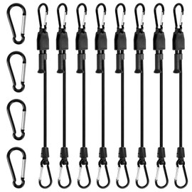 Joneaz Adjustable Bungee Cords with Carabiner Hooks 36 in Heavy Duty Outdoor, Including 8 Pcs Black Bungee Straps and 4 Spare Clips