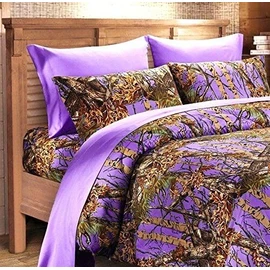 Regal Comfort PURPLE CAMO SHEET SET!! FULL SIZE BEDDING 6 PC CAMOUFLAGE LIGHT DEEP WOODS