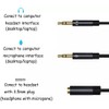 Headphone Mic Splitter 3.5mm Jack Audio Mic Braided Adapter Aux