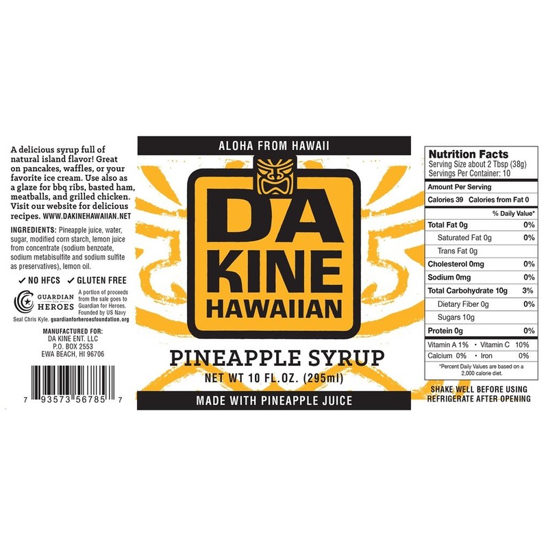 Da Kine Hawaiian Pineapple Syrup | Excellent on pancakes and