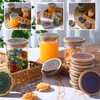 Yaomiao 12 Pieces Yogurt Jar Lids Set, Reusable Bamboo Mandala