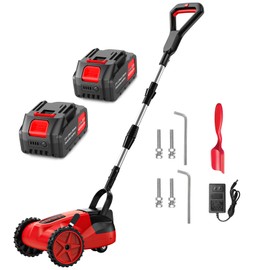 9 Inch Electric Lawn Mower, 6000RPM Weed Wacker with 2x4.0mAH Batteries, Brushless Cordless Lawn Mower with 3 Cutting Heights, Lightweight Electric Grass Trimmer with Safe Tilt 20°-70°for Yard Care