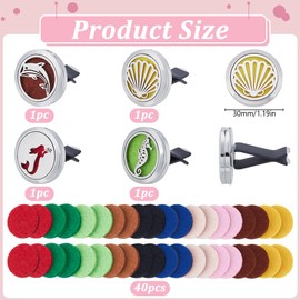 WEBEEDY 4 Stile Auto Ätherisches Öl Diffusor Lüftung Clip Edelstahl Lufterfrischer Lüftungsclips 3x3.5cm Auto Diffusor Lüftung Clip Mit 40 Nachfüllpads Auto Lufterfrischer Zubehör