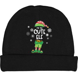 inktastic Funny Christmas I'm The Cute Elf with Shoes and Hat Baby Beanie Hat Small Black 3da74