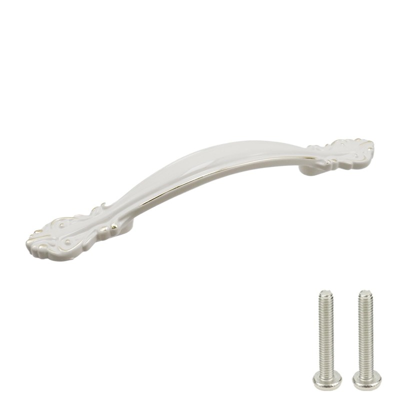 Pastlla 2 Pcs Ivory White Cabinet Handle Pulls, Euro Vintage