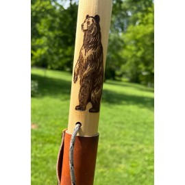 Jesus Reigns USA Standing Black Bear, Natural Earth Tones Poplar Wood Walking Stick Hiking Staff - (Tall Adult) 60 Inches