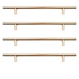 ZONADAH 4 Pack Gold Cupboard Handles 192mm Hole Center T Bar Handles, Stainless Steel Drawer Handles Long Wardrobe Door Handles Pulls, 150mm Length Kitchen Cabinet Handles for Bedroom Drawer