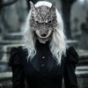 Cupimatch Steampunk 3D Werewolf Mask: Half-Face Animal Masquerade Mask for