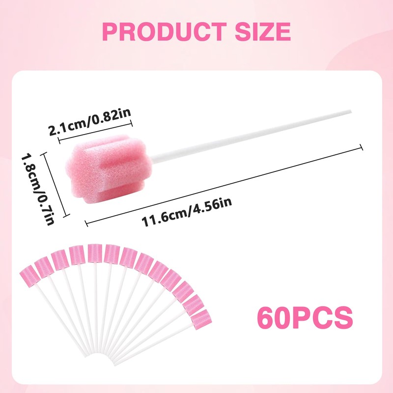 Asheyya 60 Pcs Disposable Mouth Sponges on Stick for Hydration,