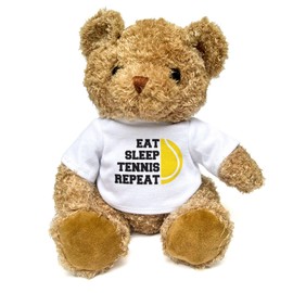 Big Red Egg EAT SLEEP TENNIS REPEAT - Teddy Bear - Cute Soft Cuddly Adorable - Gift Present