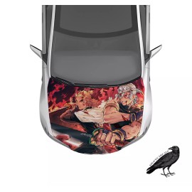Rengoku & Tengen Demon Slayer Anime Hood Wrap Weatherproof Car Decal 50"X65"