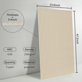 5 Pack Acoustic Panels,48x24x0.4 inch Acoustical Wall Panels,Large Soundproof Panels,Self-Adhesive Sound proof panels for walls,Acoustic Treatment for Recording Studio&Office Vertical,Camel