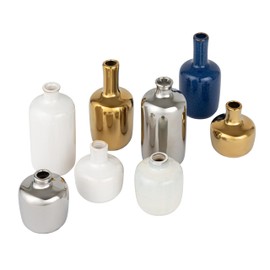 Bloomingville Various Decorative Stoneware Vases with Reactive Glaze, Multicolor, Set of 8