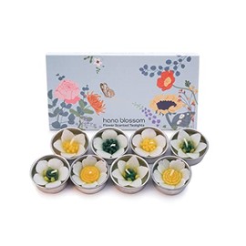 Assorted 8 Handmade White Garden Flower Scented Tealights