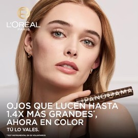 LOreal Paris, Panorama Chromatic Brown Leather Máscara De Pestañas Voluminizadora, Ojos Que Lucen 1.4X Más Grandes Y Pestañas Con Mayor Volumen, Tono