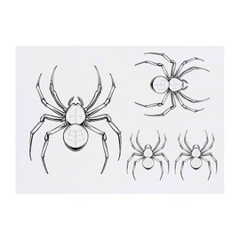 Azeeda 4 x 'Spinnen-Draufsicht' Temporäre Tattoos - Wasserfest, Hautfreundlich & Ungiftig · Transfers in Verschiedenen Größen (TO00076414)