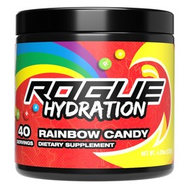 Rogue Hydration Powder for Daily Use & Hydration - Electrolyte Powder with Magnesium, Potassium, Zinc - Hydration Electrolyte Powder - Sugar & Gluten Free (Rainbow Candy - 40 Servings)