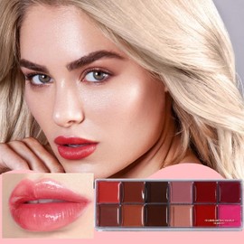 Paleta De Labios 12 Colores 12 Duraderos Mate Intenso Set De Brillos Labiales Versátil Textura Para Mujer, Madre E Hija