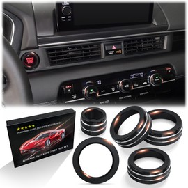Polodunn for 2023-2025 Honda Pilot Accessories, 5pcs Aluminum Alloy Knob Cover Trim Set (Black) - Push Start Button, AC & Volume. Tool-Free Install, Interior Upgrade & Knob Protection