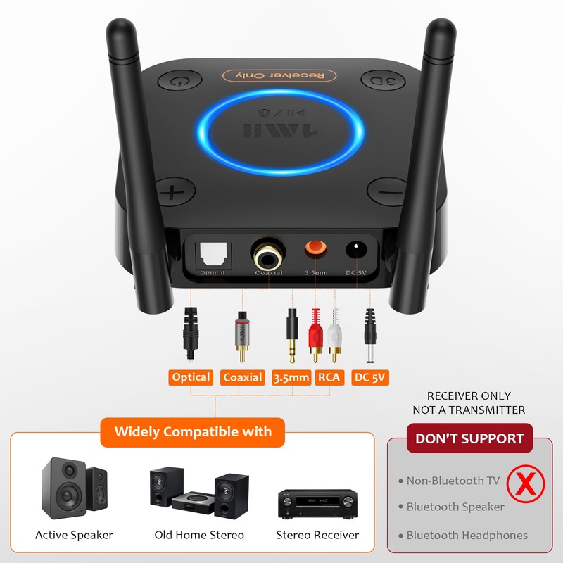 [Upgraded] 1Mii B06Pro Long Range Bluetooth Receiver, HiFi Wireless Audio