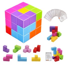 XMD Magic Cube Magnetic Block Magic Blocks Magnetic Puzzle Montessori Toy 3D Puzzle Cube 7 Parts 3D Puzzle (Multi Color)