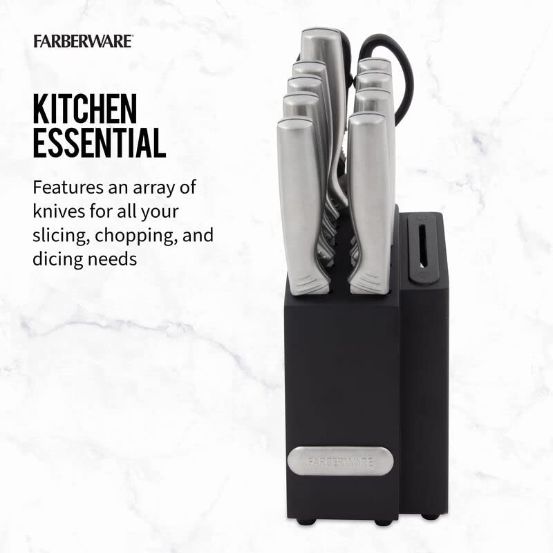 Farberware Edgekeeper Stainless Steel Knife Block Set 11 Piece, Stainless