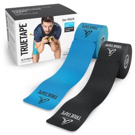 TRUETAPE Pre-Cut Kinesiology Tapes, 40 Strips, Waterproof and Elastic Kinesiology Tape, Especially High Elasticity, Skin-Friendly Sports Tapes, Blue and Black