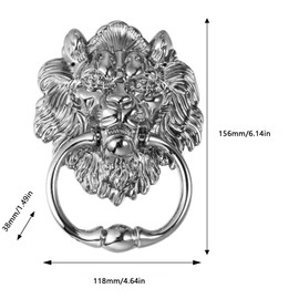 1 x Door Knocker Lion Head Knocker Front Door Knocker with 2 Screws Zinc Alloy Lion Head Rings Lion Furniture Knocker Handle for Cabinet Drawer Door Bar Stool Golden